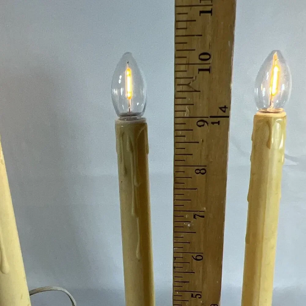 Vintage Set of 4 Plug-In Electric Christmas Window Candle Lights Holly Red Bows